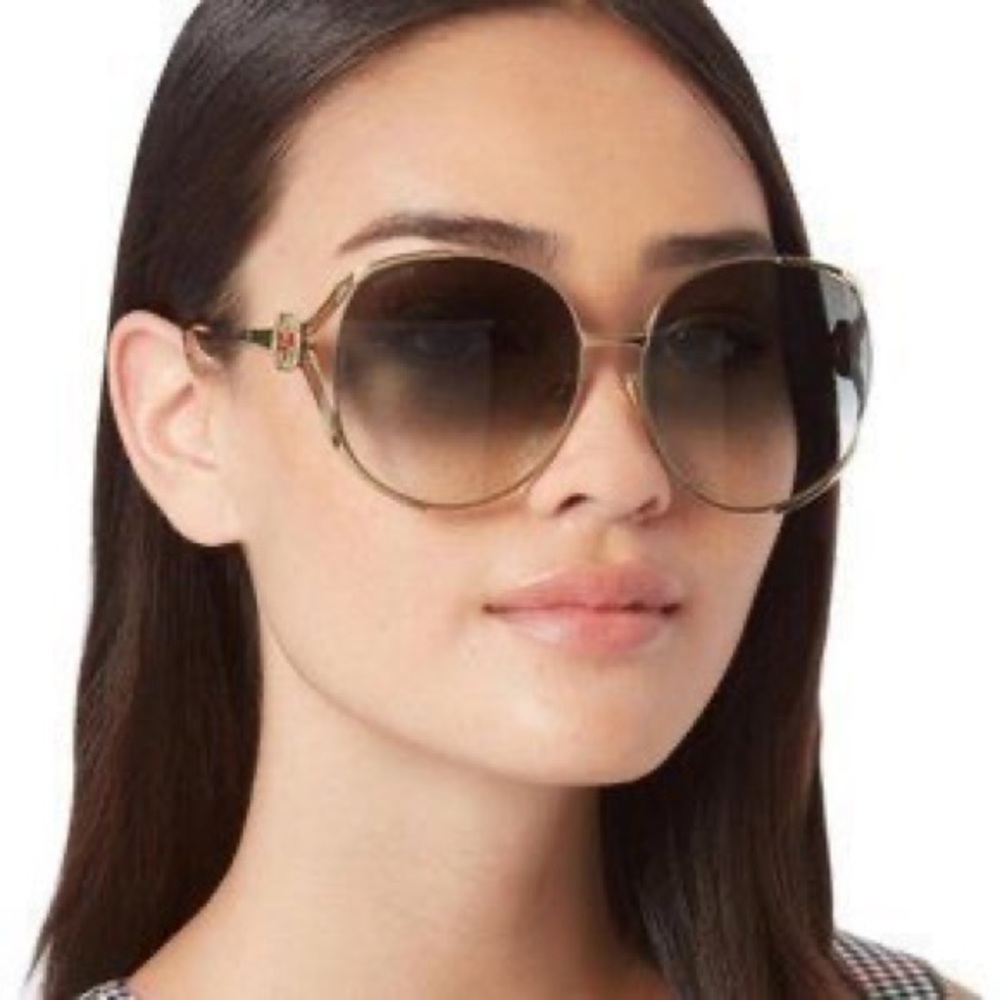 Gucci GG0225S Round-frame metal sunglasses